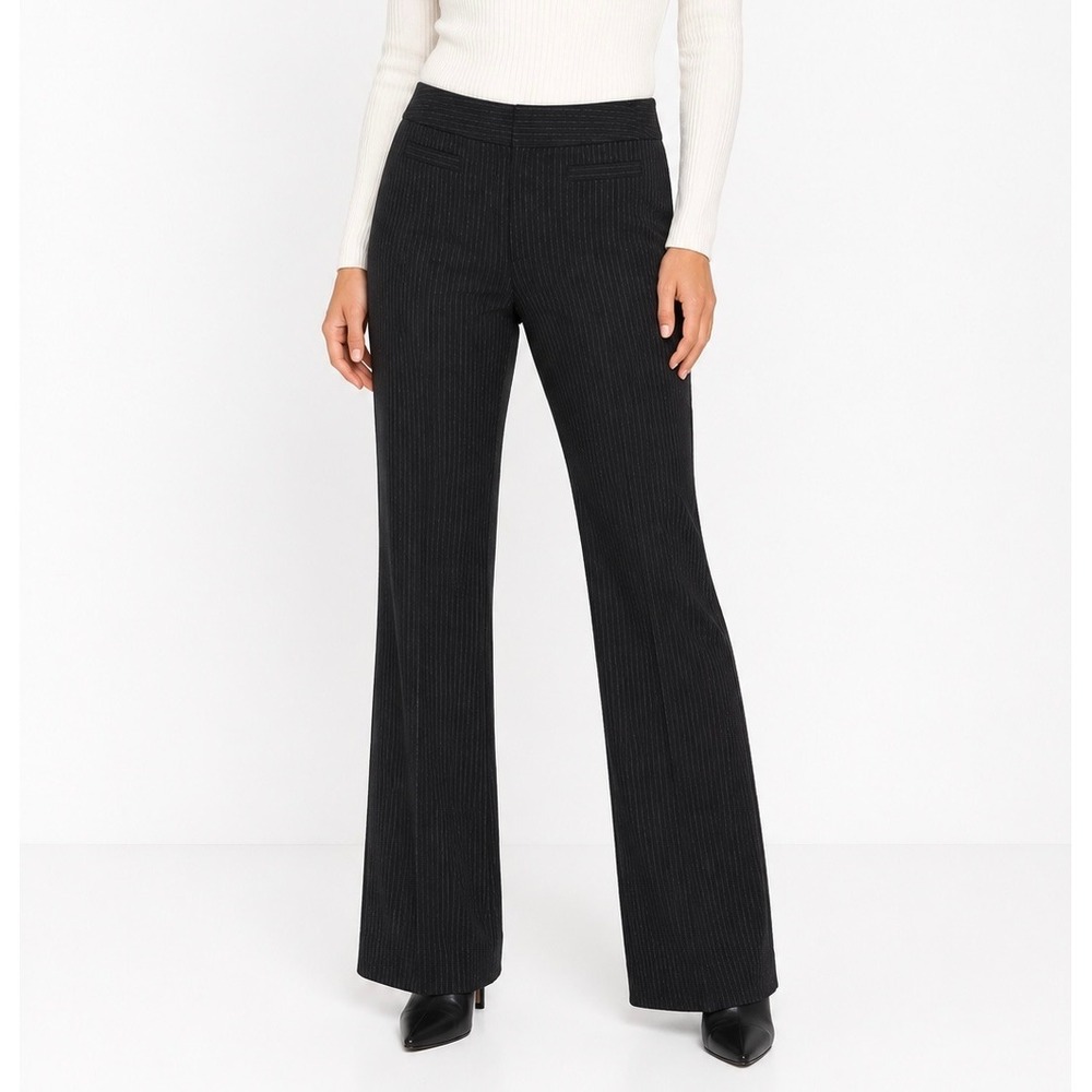 Banana Republic Harrison Wool Blend Trousers Womens 4 Black Pinstripe Boot‎ Cut